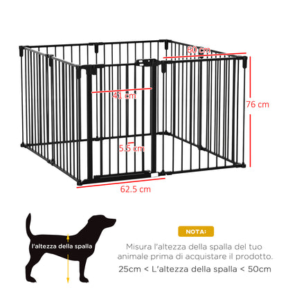 Cancelletto di Sicurezza per Cani Pieghevole a 8 Sezioni, Sistema di Blocco e Chiusura Automatica, Nero
