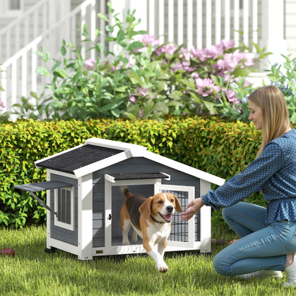 Cuccia per Cani Casetta per Cani da Esterno in Legno, 98x76x69.5cm