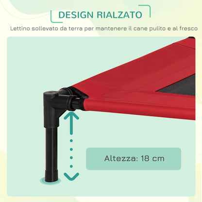 Cuccia Estiva Brandina per Cani fino a 18kg da Esterno e Interno Lettino per Animali 76x61x18 cm, Rosso