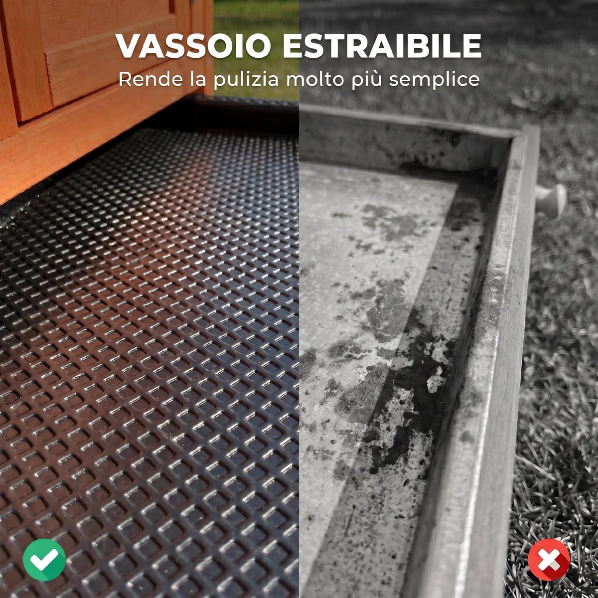 Conigliera da Esterno in Legno di Pino con Vassoio Estraibile, Tetto Apribile e Porta con Serratura, Arancione