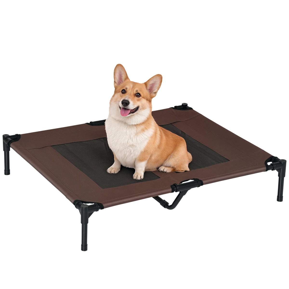 Brandina per Cani in Metallo e Tessuto Oxford Traspirante, 92x76x18 cm Marrone e Nero