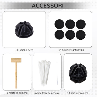 Recinto per Animali Modulabile con Pannelli 35x35 cm e Accessori, in Acciaio e PP, 140x70x70 cm, Nero