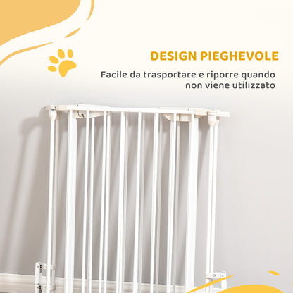 Cancelletto per Cani con Chiusura Automatica e Sistema di Blocco, in Metallo e Plastica, 180x74.5 cm, Bianco