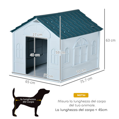 Cuccia per Cani di Taglia Media e Piccola max 20kg in PP Impermeabile, 65x75.7x63 cm, Blu
