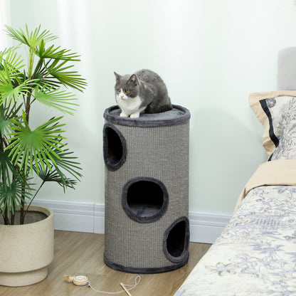 Cuccia per Gatti a 3 Livelli con Tiragraffi in Sisal e Peluche, 38x70cm, Grigio
