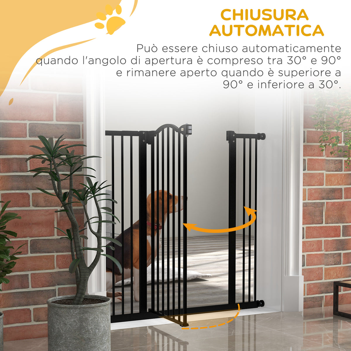 Cancelletto per Cani Estensibile con 4 Viti Regolabili, in Metallo e Plastica, 74-100x94 cm, Nero