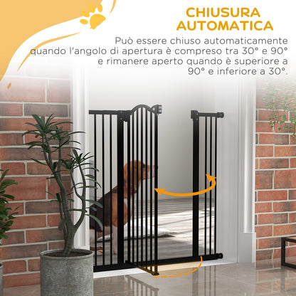 Cancelletto per Cani Estensibile con 4 Viti Regolabili, in Metallo e Plastica, 74-100x94 cm, Nero