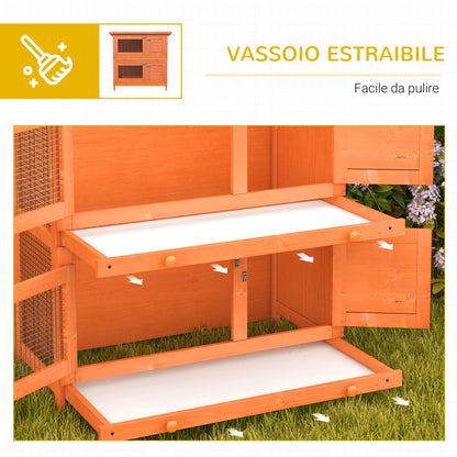 Gabbia a Due Piani per Conigli, Conigliera da Esterno in Legno di Abete, 90x45x90 cm, Legno e Verde