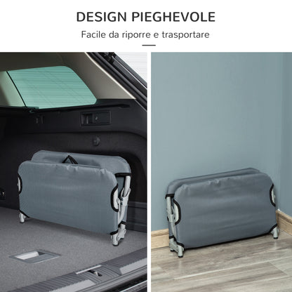 Lettino per Cani Pieghevole in Acciaio e Tessuto Oxford per Interni ed Esterni, 59x46x15 cm, Grigia