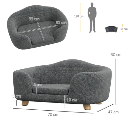 Cuccia per Cani di Taglia Piccola (Max 10kg) con Cuscino, 70x47x30cm - Grigio Antracite