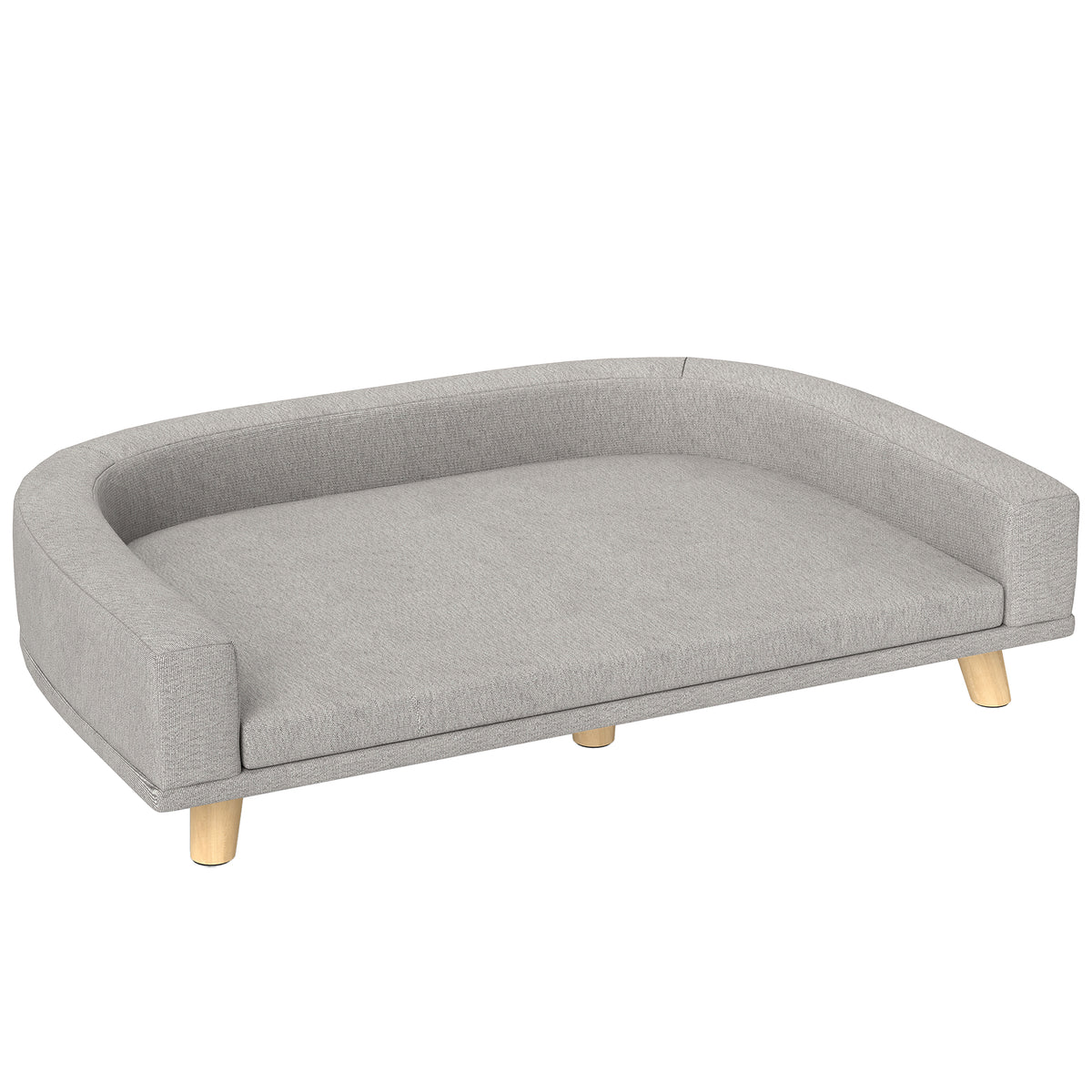 Divano per Cani di Taglia Grande con Cuscino Sfoderabile, in Poliestere e Legno, 98x67x25 cm, Grigio