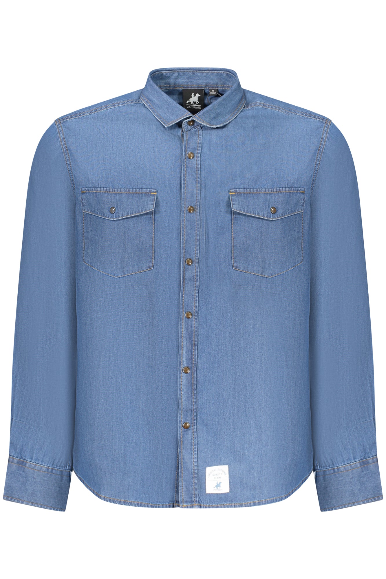 U.S. GRAND CAMICIA MANICHE LUNGHE UOMO BLU TAGLIA = 2XL