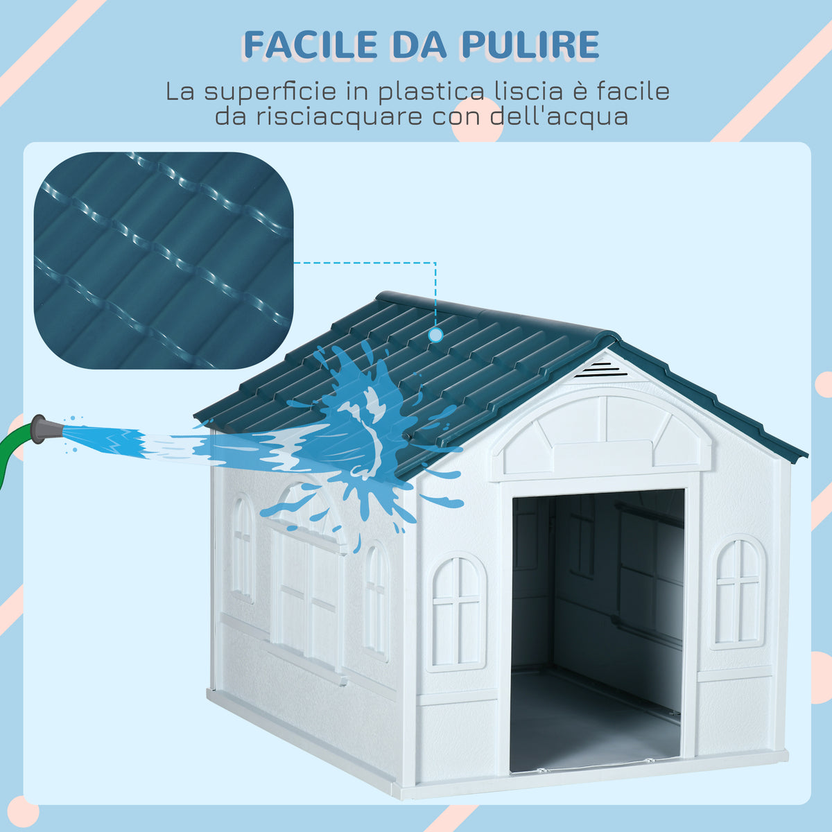Cuccia per Cani di Taglia Media e Grande max 30kg in PP Impermeabile, 84.2x98.2x82 cm, Blu