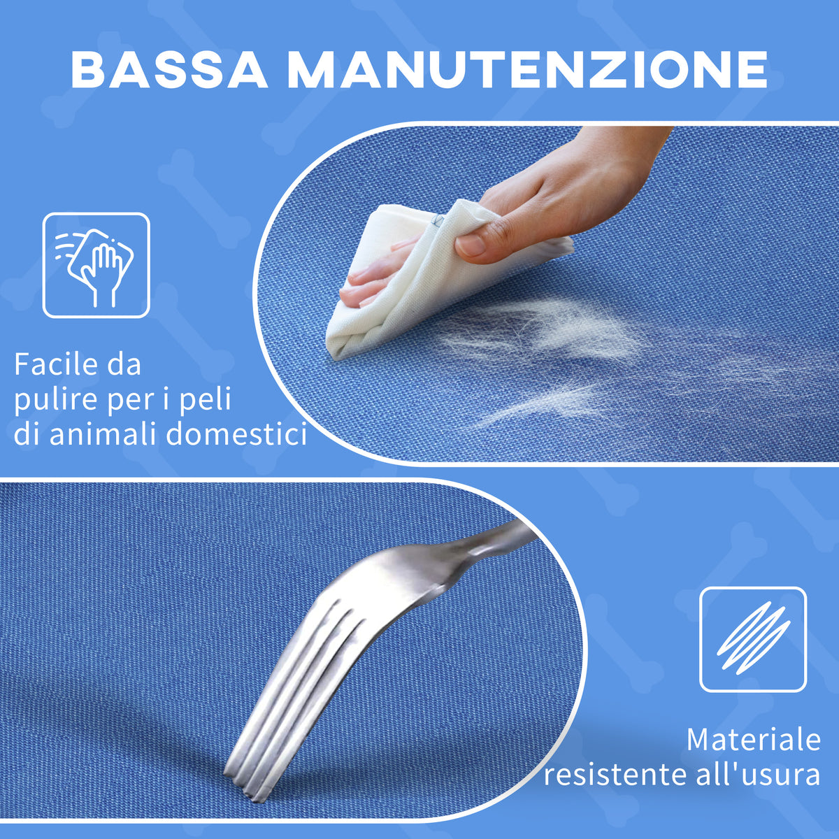 Cuccia Lettino per Cani Rialzato Pieghevole per Interno ed Esterno in Metallo e Tessuto Oxford, 76x61x18 cm, Blu