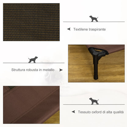 Brandina per Cani in Metallo e Tessuto Oxford Traspirante, 92x76x18 cm Marrone e Nero