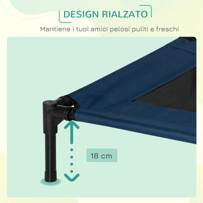 Letto Rialzato per Cani 20 kg max Impermeabile, in Tessuto Oxford e Metallo, 76x61x18 cm, Blu