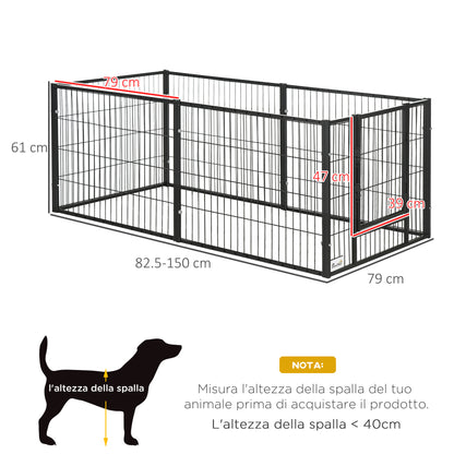 Recinto per Cani di piccola taglia con 6 pannelli per esterni e Interni, 82.5-150x79x61cm Metallo
