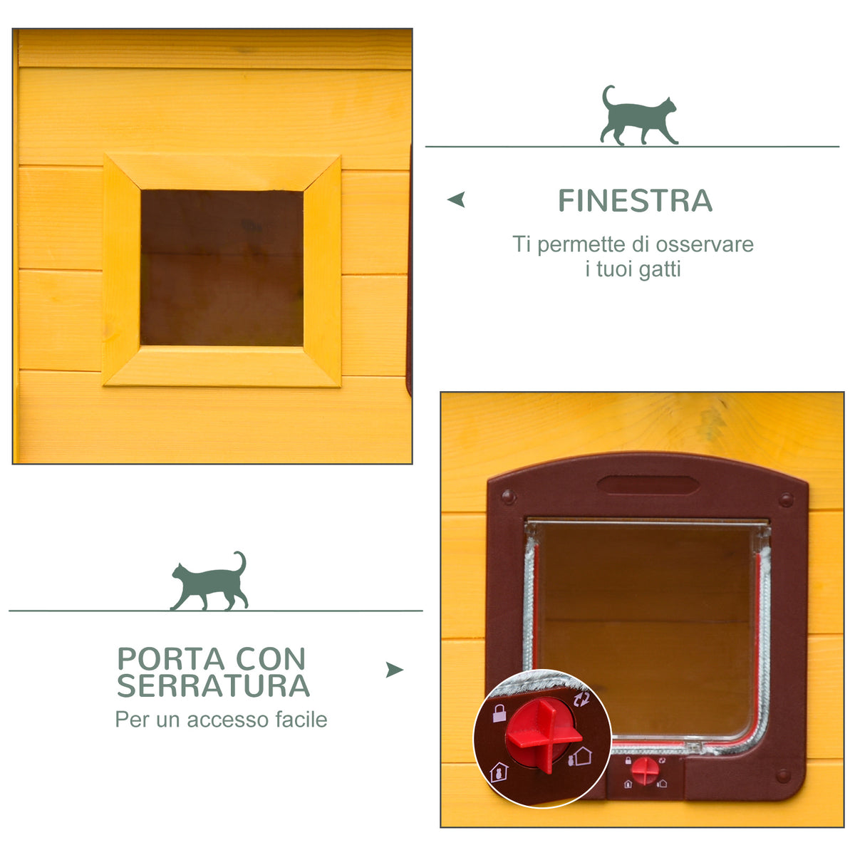 Cuccia Casetta per Animali Domestici in Legno di Abete 70 x 51.5 x 60cm